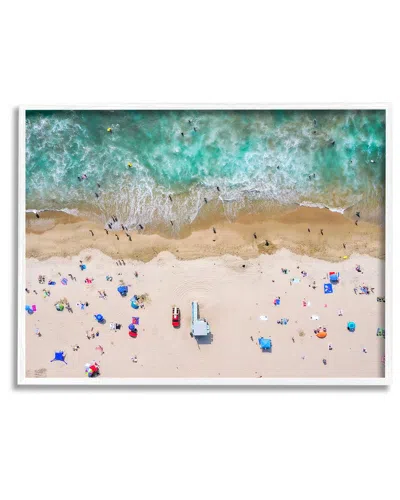 STUPELL AERIAL SUMMER BEACH UMBRELLAS FRAMED GICLEE WALL ART BY JEFF POE PHOTOGRAPHY