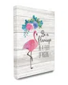 Stupell Be A Flamingo Floral Watercolor On White Planks