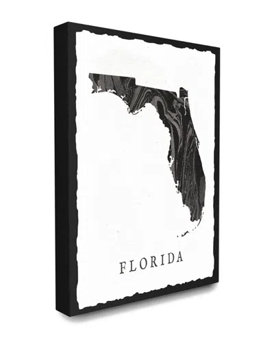 Stupell Black And Grey Marbled Paper Florida State Silhouette