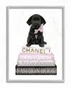 Stupell Black Puppy With Pink Bow On Glam Book Stack Wall Art In White