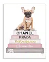 Stupell Book Stack Dog Pink Grey Watercolor Illustration By Amanda Greenwood