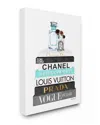 Stupell Book Stack Perfume Brushes Glam Fashion Watercolor