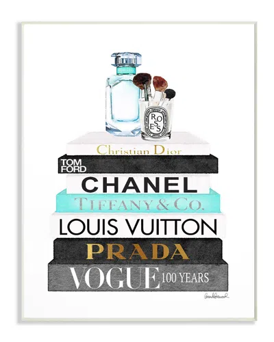Stupell Book Stack Perfume Brushes Glam Fashion Watercolor By Amanda Greenwood