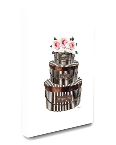 Stupell Brown Striped Hat Boxes With Pink Roses