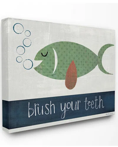 Stupell Brush Your Teeth Fish By Katie Doucette Canvas Art In Multi