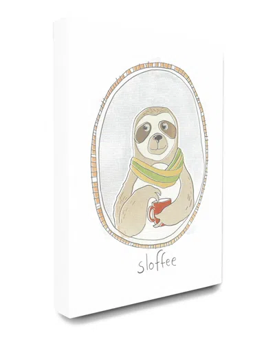 Stupell Caffeinated Cutie Sloffee Sloth Funny Cartoon Coffee