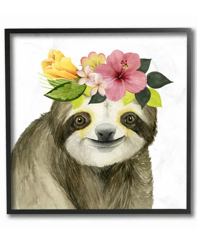 Stupell Coachella Ready Sloth In Flower Crown By Grace Popp Framed Art