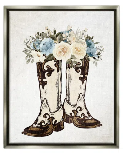 Stupell Cowboy Boot Mixed Flower Bouquet Framed Floater Canvas Wall Art By Kim Allen