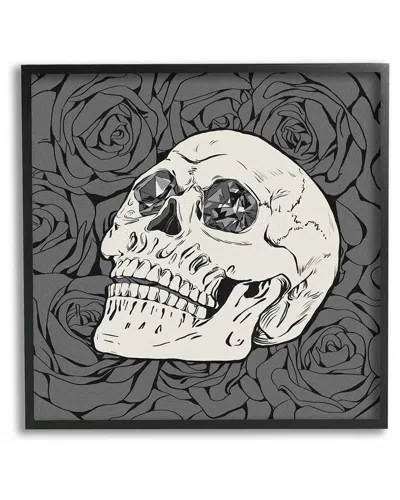STUPELL CRYSTAL EYES SKULL GOTH ROSES FRAMED GICLEE WALL ART BY ZIWEI LI