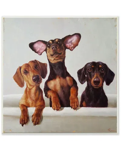 Stupell Dachshunds In The Tub Pet Dog Bathroom Painting Wall Art In Off-white