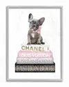 Stupell Dashing French Bulldog And Iconic Fashion Book Wall Art In White