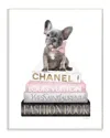 Stupell Dashing French Bulldog And Iconic Fashion Book Wall Art In White