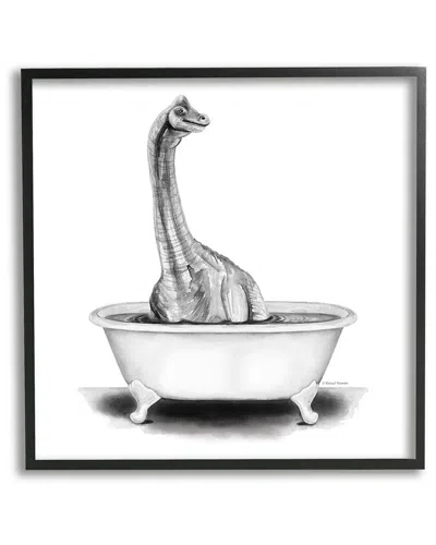 STUPELL DINOSAUR VINTAGE BATHROOM TUB FRAMED GICLEE WALL ART BY RACHEL NIEMAN