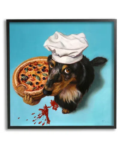 STUPELL DOG CHEF PIZZA BITE PORTRAIT FRAMED GICLEE WALL ART BY LUCIA HEFFERNAN
