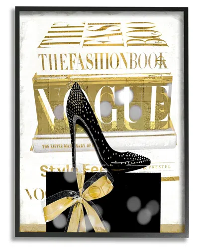 Stupell Fashion Books Stacked Glam Heels Framed Giclee Wall Art By Madeline Blake