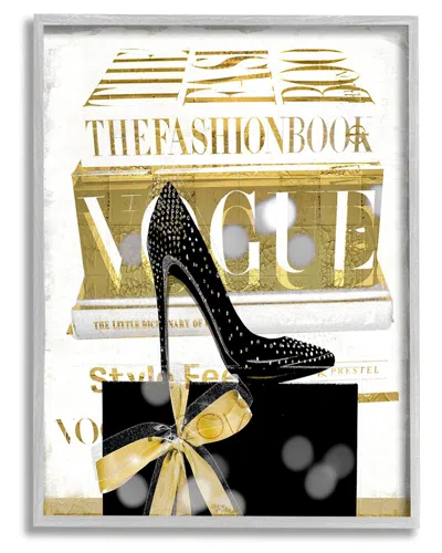 Stupell Fashion Books Stacked Glam Heels Framed Giclee Wall Art By Madeline Blake