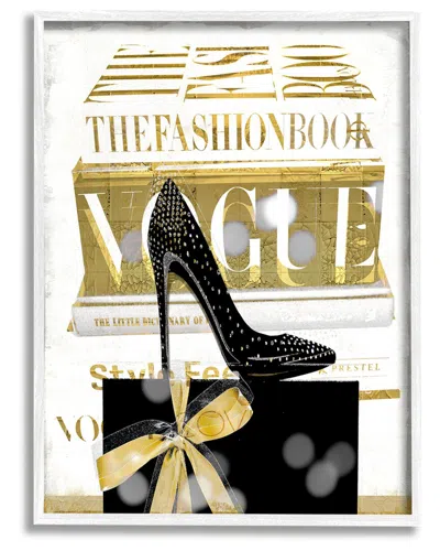 Stupell Fashion Books Stacked Glam Heels Framed Giclee Wall Art By Madeline Blake