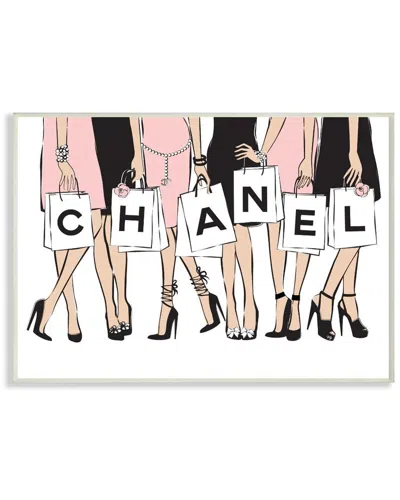 Stupell Fashionista Shopping Bags Stylish Standing Poses Wall Art In Pink