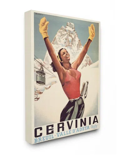 Stupell Female Athlete Winter Ski Sport Vintage Illustration Wall Art In Off-white
