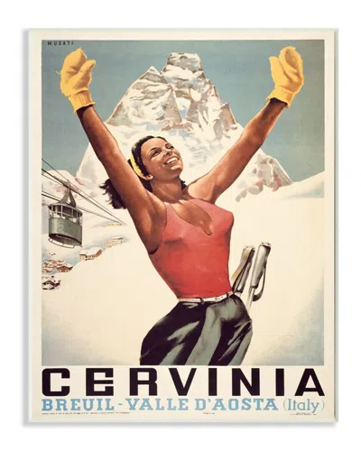Stupell Female Athlete Winter Ski Sport Vintage Illustration Wall Art In Off-white