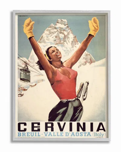 Stupell Female Athlete Winter Ski Sport Vintage Illustration Wall Art In Off-white