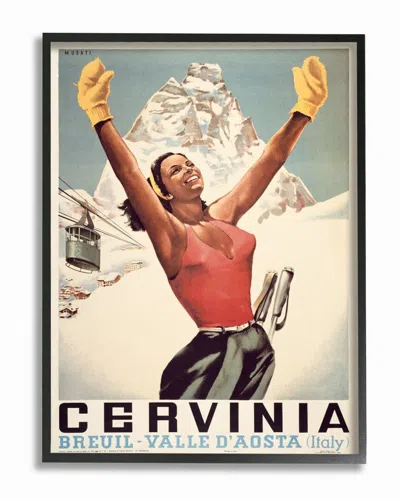 Stupell Female Athlete Winter Ski Sport Vintage Illustration Wall Art In Off-white