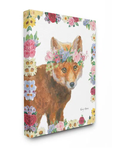 Stupell Flower Friends Fox By Emily Adams Canvas Art In Multi