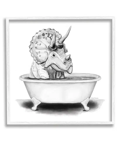 Stupell Funny Dinosaur Bathing Tub Framed Giclee Wall Art By Rachel Nieman