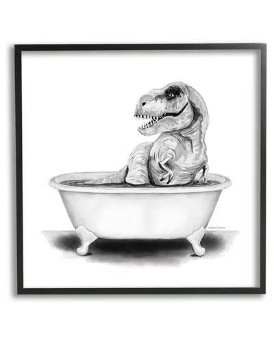 Stupell Funny T-rex Bathtub Washroom Framed Giclee Wall Art By Rachel Nieman