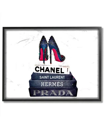 Stupell Glam Fashion Book Set Bw Stud Pump Heels Framed Art