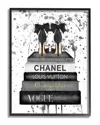 Stupell Glam Fashion Book Stack Grey Bow Pump Heels Ink Framed Art