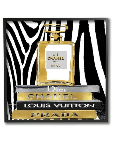 Stupell Glam Fragrance Fashion Book Stack Black Zebra Wall Art Print In Gold