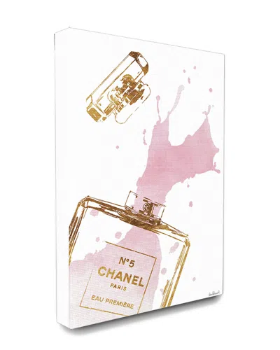 STUPELL STUPELL GLAM PERFUME BOTTLE SPLASH PINK GOLD CANVAS ART CANVAS ART