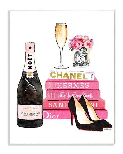 Stupell Glam Pink Fashion Book Champagne Hells And Flowers
