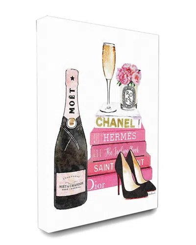 Stupell Glam Pink Fashion Book Champagne Hells And Flowers Canvas Art Canvas Art