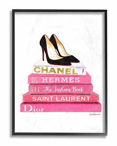 Stupell Glam Pink Fashion Books Black Pump Hells By Amanda Greenwood Framed Art