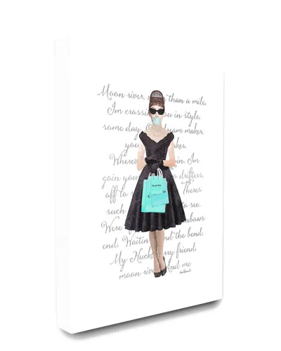 Stupell Glam Shopping Hepburn Woman Blue Bubble Gum Fashion