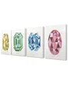 Stupell Green Yellow Blue And Pink Colorful Jewel Illustration Pattern 4pc Stretched Canvas Art Set