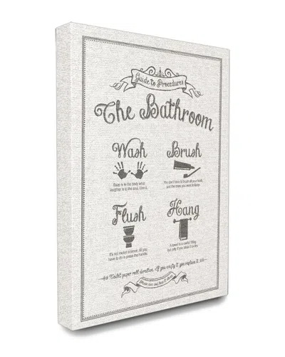 Stupell Guide To Bathroom Procedures Linen Look Canvas Art