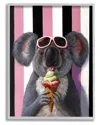 Stupell Happy Koala Ice Cream Stripes Framed Giclee Wall Art By Lucia Heffernan