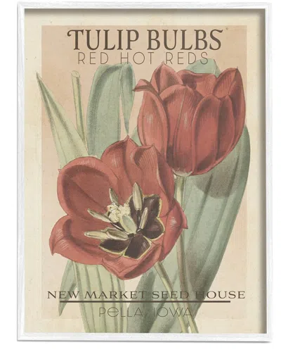 STUPELL HOT RED TULIP BULBS ANTIQUE FLORAL SEED PACKET BY STUDIO W WALL ART