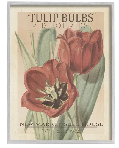 STUPELL HOT RED TULIP BULBS ANTIQUE FLORAL SEED PACKET BY STUDIO W WALL ART