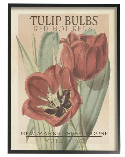 STUPELL HOT RED TULIP BULBS ANTIQUE FLORAL SEED PACKET BY STUDIO W WALL ART