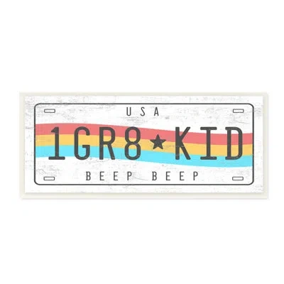 Stupell Industries 1 Gr8 Kid Rainbow Car License Plate Oversized White Framed Giclee Texturized Art By Daphne Polselli In Wall Plaque