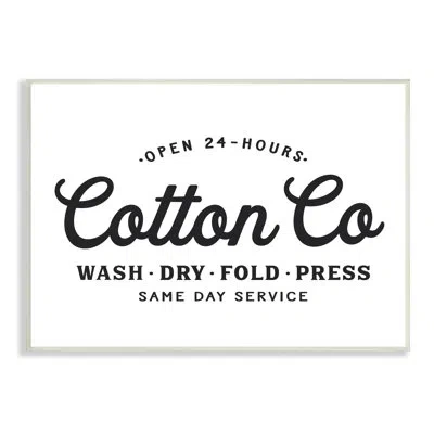 Stupell Industries 24 Hour Cotton Co. Laundry Same Day Service By Lettered And Lined - Floater Frame Advertisements Pri In Wood