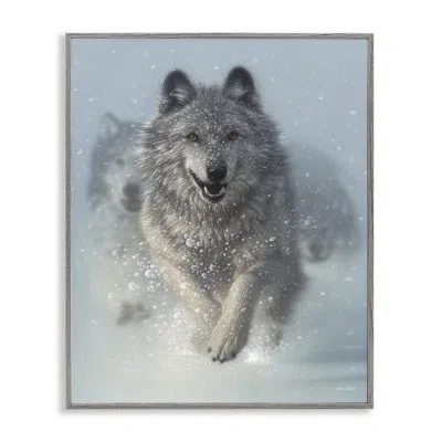 Stupell Industries 28_wolves Running Through Snow Siberian Wild Winter Animals Stretched Canvas Wall Art By Collin Bogl In Farmhouse Gray Framed Giclee