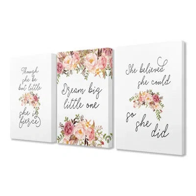 Stupell Industries 3 - Piece Canvas Art In White