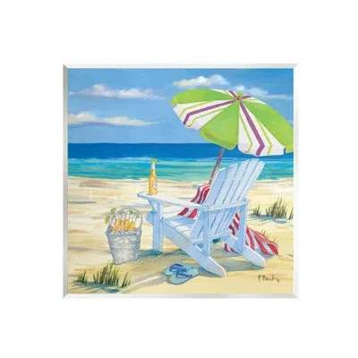 Stupell Industries 5pm Summer Beer Beach Chair Wall Plaque Art By Paul Brent In Blue;white;green