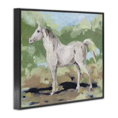 Stupell Industries A Quiet Gallop Horse Giclee Art, Design By Melissa Wang In Midnight Black Framed Giclee