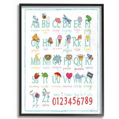 Stupell Industries Abc 123 Songs And Icons Giclee - Picture Frame Textual Art Print On Wood In Green
